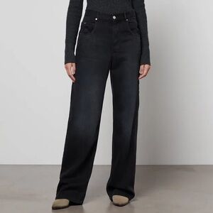 Isabel Marant Washed Black Wide Leg Carpenter High Rise Jeans Paryama Md 8 10 38
